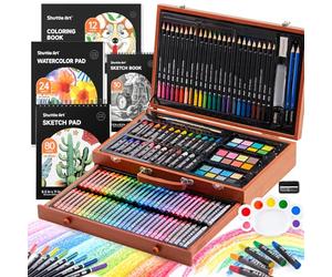 Shuttle Art 149 Pièces Malette Dessin, Kit Dessin Inclus Crayon de Couleurs, Pastels, Aquarelle,Livre de Coloriage, Bloc, Idéal pour Adultes