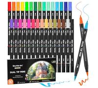 Shuttle Art 30 Feutres Coloriage Adulte, Feutre Double Pointe Fine & Pinceau, Feutre Aquarelle Enfant Artistes, Aquamarker pour Coloriage,Calligraphie,Lettrage,Journal