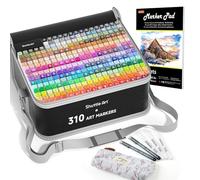 Shuttle Art 310 Feutres a Alcool, Coffret de 309 Feutres Coloriage Adulte Double Pointe avec 1 Blender Incolore, Stylos Micro, Surligneurs Blancs, Étui de Transport pour Coloriage Dessin