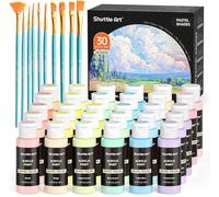 Shuttle Art 40PCS Kit Peinture Acrylique Pastel, 30 * 60ml avec 10 Pinceaux