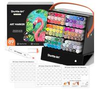Shuttle Art 88 marqueurs de couleurs, 88 couleurs plus 1 marqueur à alcool permanent, stylo à double pointe avec étui, parfait pour l'illustration, le coloriage, le dessin et les cartes