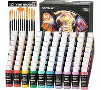 Shuttle Art 92PCS Kit Peinture Acrylique, 80 * 60ml avec 12 Pinceaux