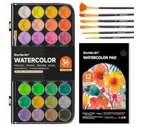 Shuttle Art Aquarelle Peinture, 36 Couleurs Set de Peinture Aquarelle avec 6 Pinceaux et 1 Bloc, Parfait pour Débutant pour Peinture et Loisirs Créatifs