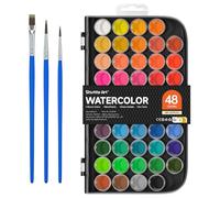 Shuttle Art Aquarelle Peinture, 48 Couleurs Vives avec 3 Pinceaux, Palette Portable Non Toxique, Facile à Utiliser pour Enfants et Adultes Débutants