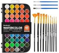 Shuttle Art Aquarelle Peinture, 61 PCS Peinture Aquarelle 48 Couleurs de Aquarelle avec 13 Pinceaux Parfait pour Débutant et Adulte