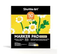 Shuttle Art Bloc Marqueur 21x19,5 cm, Carnet Dessin Carré 50 Feuilles Papier à Dessin 160 g/m² Anti-Transpiration, Surface Lisse Reliure Collée, Idéal pour Débutants Dessin Peinture Croquis
