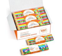 Shuttle Art Crayon Papier, 180 Pack Crayon HB Pré-Taillés en Bois avec Gomme, 12 Modèles Multicolores pour une Ecriture Douce à l’Ecole et au Bureau