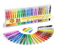 Shuttle Art Crayons de Cire, Set de 24 Couleurs de Craies de Cire pour les Tout-petits, Non Toxique, Effet Crayon-Craie-Aquarelle, Crayons Aquarellables Idéal sur Papier,Verre,Miroir
