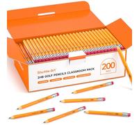 Shuttle Art Crayons de Golf Courts avec Gomme, Lot de 200 Crayon HB Mini en Bois, 9,9 cm Prétaillés, Pack en Gros pour Enfants, École, Dessin, Écriture, Fournitures Scolaires, Rentrée des Classes