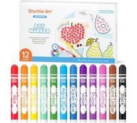 Shuttle Art Dot Marqueur à Point Lavable, 12 Couleurs Dot Marker, Feutre Enfant Non Toxique, Bingo Dabber pour Création, Activité Créative pour Enfants Education Précoce
