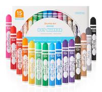 Shuttle Art Dot Marqueur à Point Lavable,15 Couleurs Dot Marker, Feutre Enfant Non Toxique, Bingo Dabber pour Création, Activité Créative pour Enfants Education Précoce