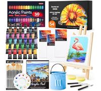 Shuttle Art Ensemble de peinture acrylique - 30 couleurs de peinture acrylique, chevalet en bois, toile, pinceaux, palette, kit d'art pour enfants et adultes débutants