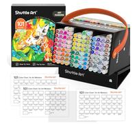 Shuttle Art Feutre à Alcool, 100 Couleurs Feutres Coloriage Adulte à Double Pointe avec 1 Mélangeur et 1 Etui de Rangement, Marqueurs de Dessin Parfait pour Animation Art Esquisse Manga