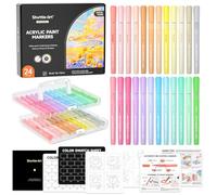 Shuttle Art Feutre Acrylique à Pointe Pinceau, 24 Couleurs Pastel Acrylic Paint Marker sur Céramique Toile Plastique, Feutres Acryliques pour Peinture Calligraphie