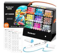 Shuttle Art Feutre Alcool Pointe Pinceau 89 Couleurs avec Etui de Rangement | Feutre Double Pointe Pinceau et Fine, Feutre a Alcool Parfait pour Etudiant Adulte en Illustration Coloriage Croquis