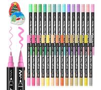 Shuttle Art Feutre Pastel, 28 Marqueurs Peinture Pastel à Double Pointe (Pinceau et Fine), Marqueur sur Céramique Plastique, Feutre Peinture pour Calligraphie, Bricolage