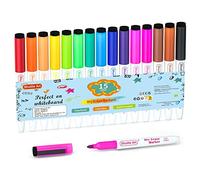 Shuttle Art Feutre Tableau Blanc Effaçable Magnétique, 15 Couleurs de Feutre Effaçable à Sec avec Gomme à Pointe Fine, Parfait pour École, Maison, Bureau
