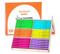 Shuttle Art Fluo Surligneur, 108 Pack Surligneurs Fluos, 6 Couleurs Vives à Pointe Biseautée, Non Toxique et Sécher Rapidement, Parfait pour Enfants Adultes pour Soulignage à l’École ou au Travail