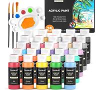 Shuttle Art Kit Peinture Acrylique, 25 Couleurs (60ml) avec 3 Pinceaux