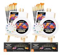 Shuttle Art Kit Peinture Acrylique 58 Pièces, 2 x 15 Tubes Peinture Acrylique (12ml), 2 Chevalets, Toiles, Pinceaux, Palettes, Fournitures Artistiques pour Adultes/Débutants