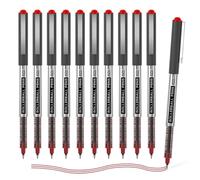 Shuttle Art Lot de 10 stylos à bille à encre liquide Rouge Pointe extra fine 0,5 mm Séchage rapide pour écrire un journal, prendre des notes, école bureau