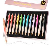 Shuttle Art Lot de 12 stylos à bille rétractables de couleur noire - Pointe moyenne de 1 mm - Étanche - Cadeau élégant pour écrire, journal, prise de notes, école, bureau, maison