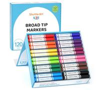 Shuttle Art Lot de 120 marqueurs lavables, 10 couleurs assorties, à pointe conique large, grande taille, avec une boîte, fournitures scolaires pour tout-petits, enfants, adultes, étudiants