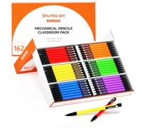 Shuttle Art Lot de 162 porte-mines en vrac, pointe moyenne de 0,7 mm, HB #2, barils assortis, fournitures scolaires de bureau