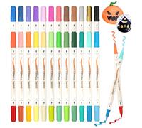 Shuttle Art Lot de 24 marqueurs de peinture acrylique bicolore, 48 couleurs pour peinture sur roche, céramique, bois, toile, verre, pierre, tissu, fabrication de cartes, fournitures de bricolage et