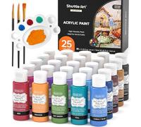 Shuttle Art Lot de 25 peintures acryliques de 60 ml de couleurs vintage, riches en pigments, peintures acryliques de qualité supérieure pour artistes, débutants et enfants sur roches, artisanat,