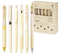 Shuttle Art Lot de 6 stylos à encre gel pastel, prise de notes mignonnes à pointe fine de 0,5 mm, 5 stylos à encre rétractables avec 1 surligneur pour écrire, journal, école, bureau (blanc cassé)