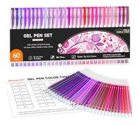 Shuttle Art Lot de 60 stylos à encre gel rose violet avec 30 recharges pour livres de coloriage pour adultes, journal, dessin, nature, paysages, scènes d'animaux