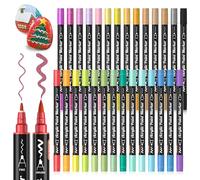 Shuttle Art Marqueur Acrylique Métallique, 28 Feutres Acryliques Métallique à Double Pointe (Pinceau & Fine), Marqueur Peinture Acrylique pour Céramique Toile Plastique Calligraphie Bricolage