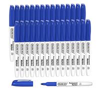 Shuttle Art Marqueur Bleu Indélébile, Lot de 30 Marqueur Permanent, Feutre Bleu Pointe Fine, Feutre Indelebile sur Plastique, Bois, Pierre, Métal, Verre pour Marquage