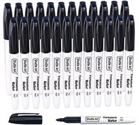 Shuttle Art Marqueurs Indélébiles Noir, Lot de 24 Marqueurs Permanent Pointe Fine, Encre Noir, Feutre Indélébile Fonctionne sur Plastique Bois Pierre Métal Verre pour Marquer