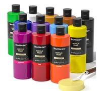 Shuttle Art Peinture Acrylique (473ml), 12 Couleurs Kit Peinture Acrylique en Bouteille, Richement Pigmentée, Set Peinture Acrylique pour Artistes, Débutants sur Toiles, Bois et Céramique