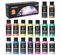 Shuttle Art Peinture Acrylique Irisée, 16 Couleurs en Bouteilles 60ml
