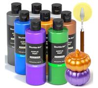 Shuttle Art Peinture Acrylique Métallisée 8 Couleurs, Flacons de 250 ml, Peintures Acryliques aux Reflets Métalliques Riches, Peinture pour Artistes Débutants Enfants sur Roches Artisanat Toile Bois
