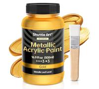 Shuttle Art Peinture Acrylique Or Métallisée, Flacon de 500ml/16.9oz Peinture Dorée, Pigment Éclatant Non Toxique pour Artistes, Débutants sur Bois, Toile, Céramique et Artisanat