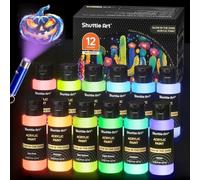 Shuttle Art Peinture Acrylique Phosphorescente, 12 Couleurs Kit Acrylique Luisant Dans Le Noir (2oz/60ml), Glow in the Dark pour Artisanat Tissu, Peinture Fluorescente Nuit Décorations d'Halloween