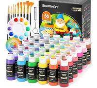 Shuttle Art Peinture Acrylique pour Extérieur 36 Couleurs (60ml) avec 10 Pinceaux 1 Palette, Résistant à l'Eau, Acrylique Peinture à l'Extérieur pour Artistes, Débutants sur Roches, Statues de Jardin