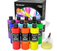 Shuttle Art Peinture Acrylique, Set de 12 Couleurs Flacons (250ml/8,45oz), Richement Pigmentée, Lot de Peinture Acrylique pour Artistes, Débutants sur Toiles, Bois et Céramique