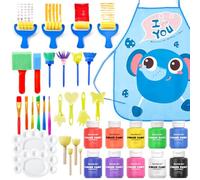Shuttle Art Peinture au Doigt, 37 Pièces Kit de Peinture au Doigt Enfant Lavable(10 Couleurs*60ML) avec Pinceau, Tampon, Éponge, Palette, Peinture Bébé Lavable Non Toxique pour Bricolage