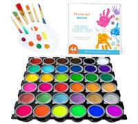 Shuttle Art Peinture au Doigt Enfant Lavable, 44PCS Kit Peinture Enfant 36 Couleurs(30ml) Peinture à Doigt pour Enfants Bas Âge, Pinceaux, Bloc, Palette, Peinture Bébé Non Toxique pour Jouets Dessin