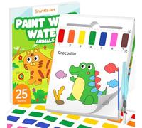 Shuttle Art Peinture avec Livres d'Eau, 25 Papier de Peinture Aquarelle Enfants sur Thème Animaux avec 2 Pinceaux, Livre de Peinture Aquarelle, Livre d'Artisanat pour Enfants Tout-Petits