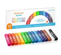 Shuttle Art Peinture Enfant, 15 Couleurs Vives, Stick de Peinture Gouache Non Toxique, Sèchage Rapide, Idéal pour Papier Bois Céramique Toile, Kit Peinture Enfant pour Débutants et Artistes