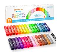 Shuttle Art Peinture Gouache Solide en Stick, 32 Couleurs Gouache, Sèchage Rapide, Non Toxique, Kit Peinture sur Papier, Bois, Céramique, Toile