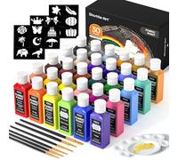 Shuttle Art Peinture Textile 30 Couleurs 60ml avec Pinceaux Palette Pochoir