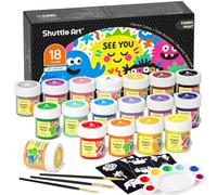Shuttle Art Peinture Textile Permanent 18 Couleurs x 20ml, Set de Peinture Textile & Tissu avec Pinceaux, Palette, Pochoirs, Peintures pour Textiles Tissu Idéal pour T-shirts Chaussures Sacs
