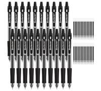 Shuttle Art Stylo à Encre Gel Rétractable Noir, 48 Pièces de Stylo Roller Noir (20 Stylos Rétractables + 28 Recharges) à Pointe Moyenne(0,7mm), Confortable à Tenir, pour Conférence, Classe et Travail